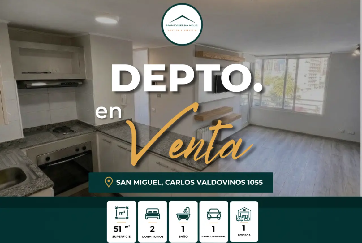 Se Vende Cómodo Dpto. 2d,1b, Estacionamiento, Bodega, San Miguel
