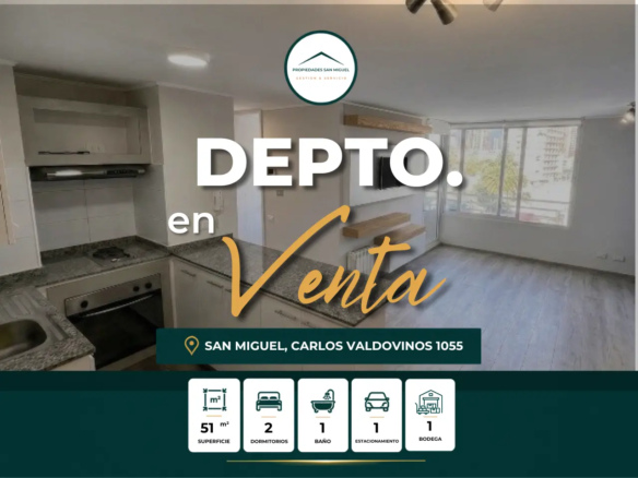 Se Vende Cómodo Dpto. 2d,1b, Estacionamiento, Bodega, San Miguel