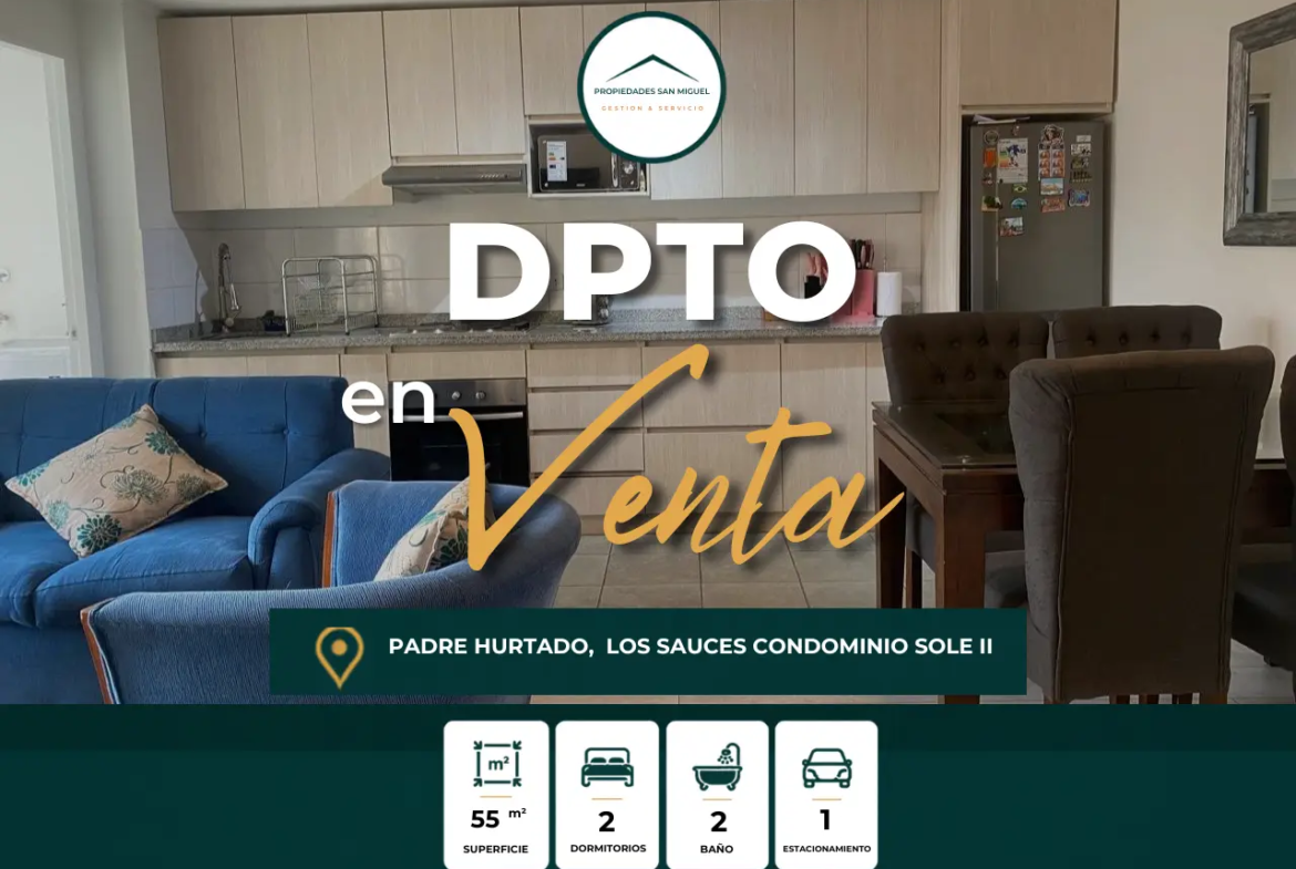 Se Vende dpto casi nuevo 2d,2b, Estac, (Ds 19 tramo 3), Padre Hurtado