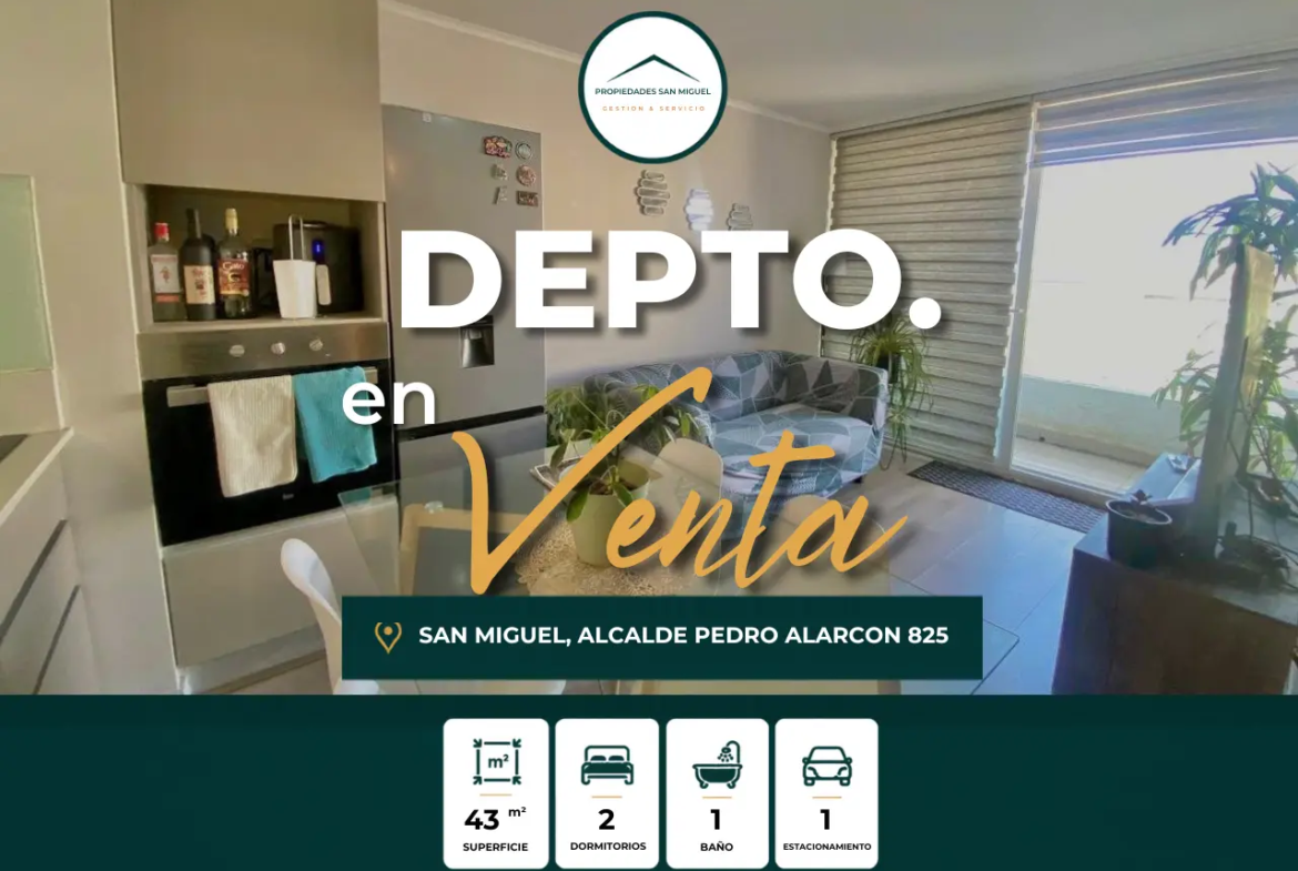 Se Vende Depto 2D/1B con Estacionamiento – Metro El Llano/San Miguel