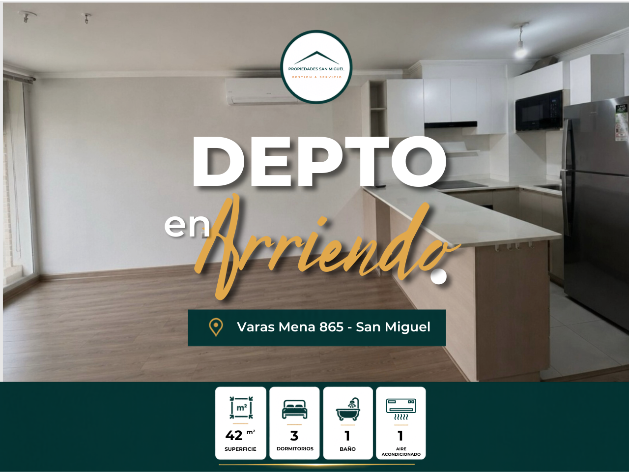 Se Arrienda Dpto. 1d, 1b Varas Mena 865, San Miguel