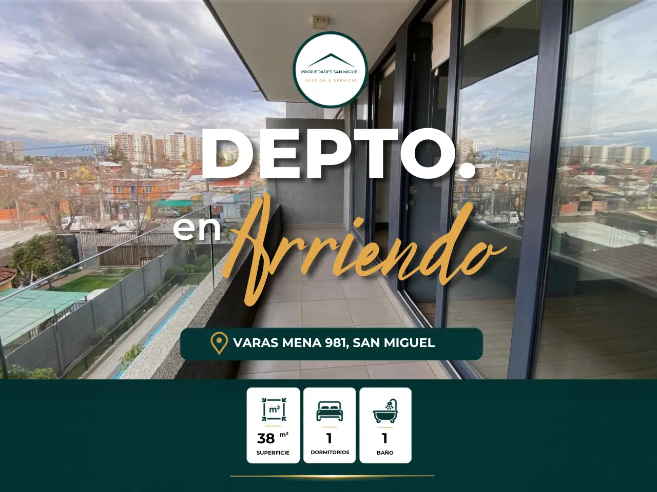 Se Arrienda Dpto 1d,1b Semi Amoblado, Varas Mena 981, San Miguel