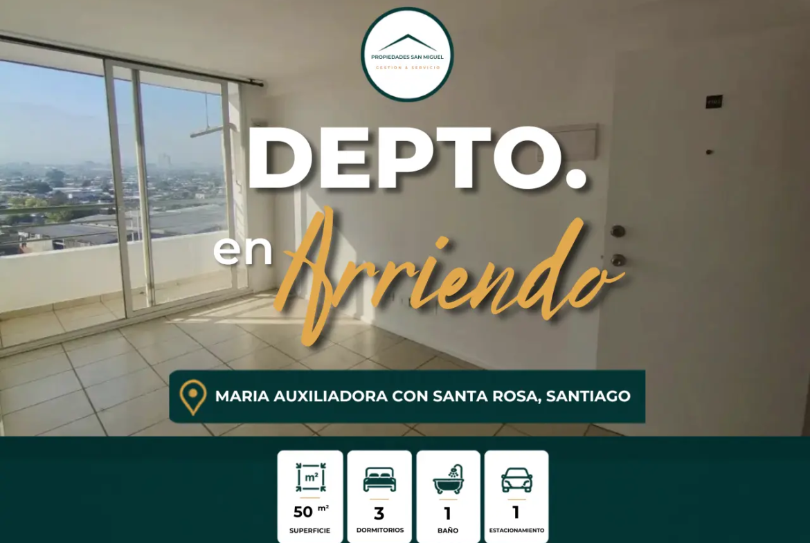 Se Arrienda Dpto 3d,1b+Estac, Maria Auxiliadora 721, San Miguel