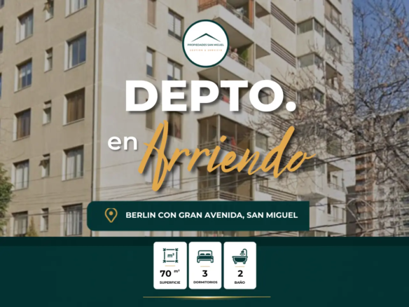 Se arrienda Dpto 3d,2b, Berlin 1034, San Miguel