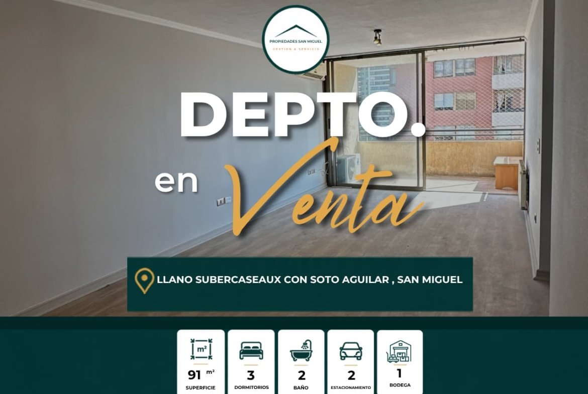 Se Vende Amplio Dpto 3d,2b + 2 Estacionamiento +bod , Llano Subercaseaux con Soto Aguilar