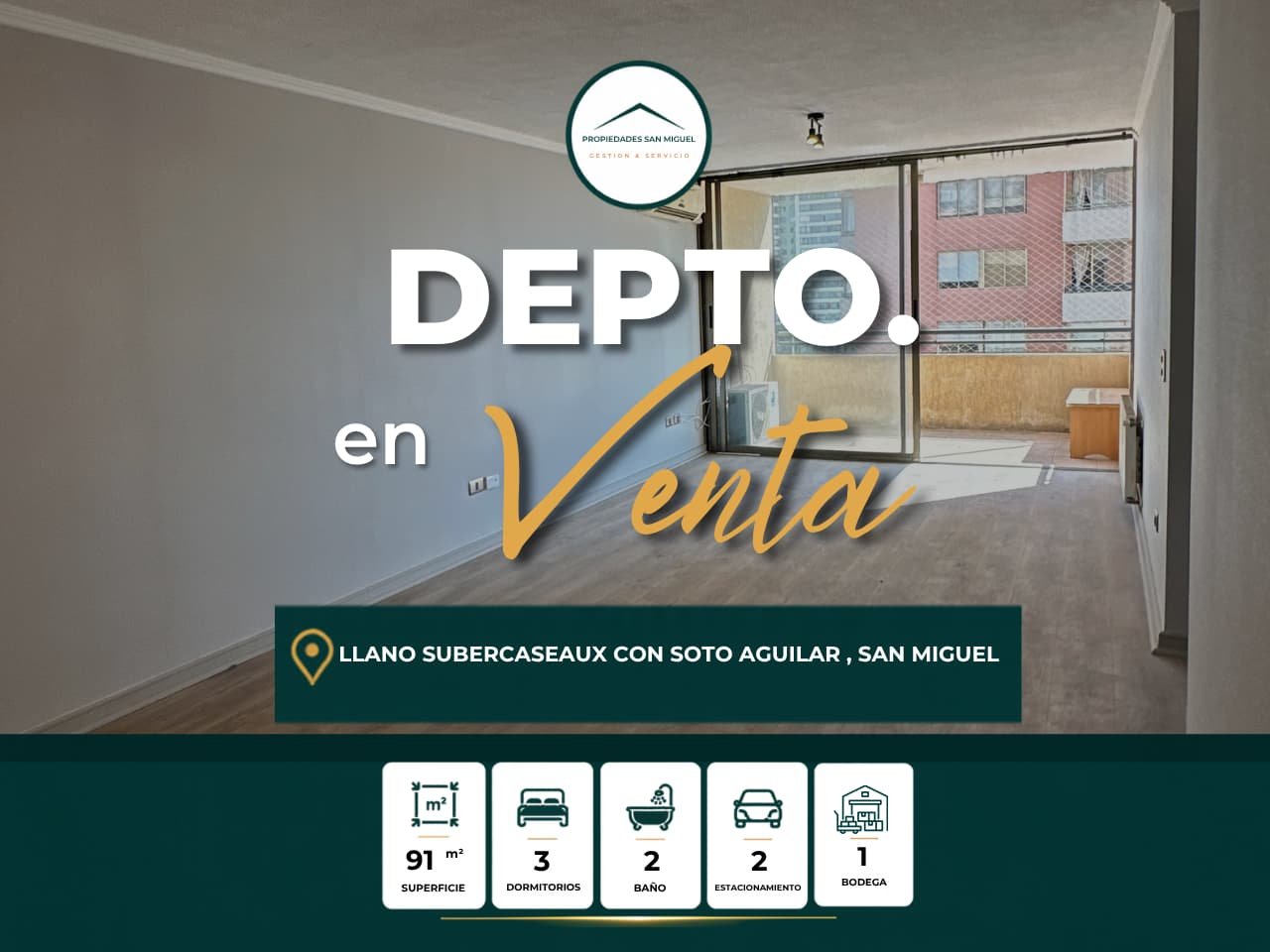 DEPTO EN venta (formato web.) (13) Se Vende Amplio Dpto 3d,2b + 2 Estacionamiento +bod , Llano Subercaseaux con Soto Aguilar