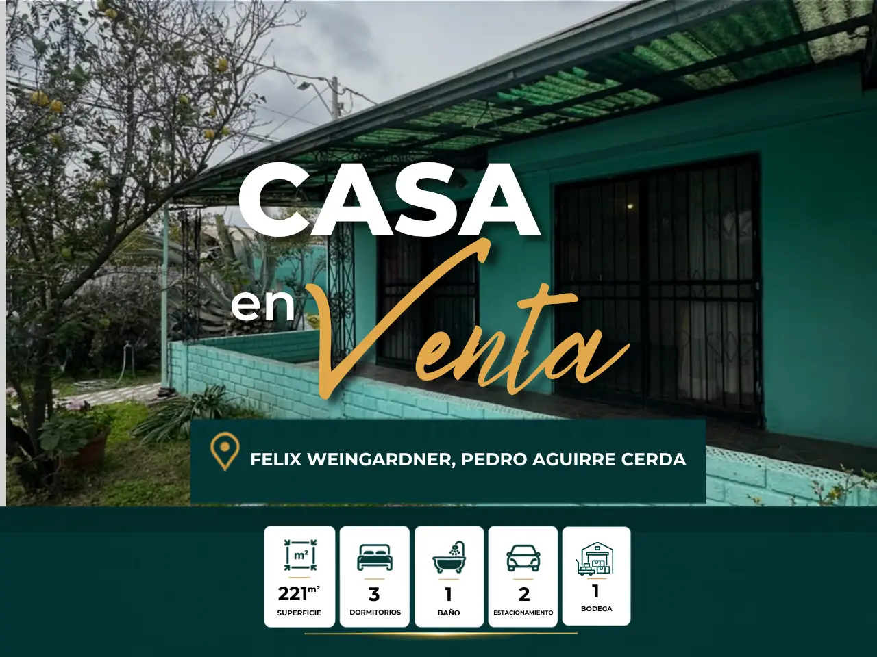 Se Vende Casa de un piso, 3d,1b Félix Weingardner, Pedro Aguirre Cerda